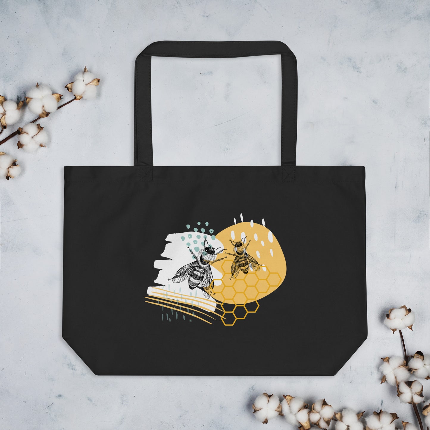 Happy Bees Large organic tote bag